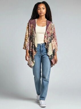 Young Threads Floral Patchwork Kimono